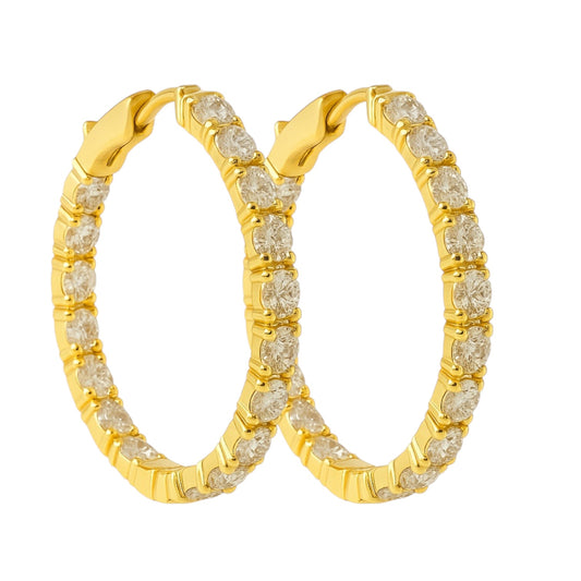 Inside-Out Lab Diamond Hoops| 4.0tcw | 14k Yellow Gold
