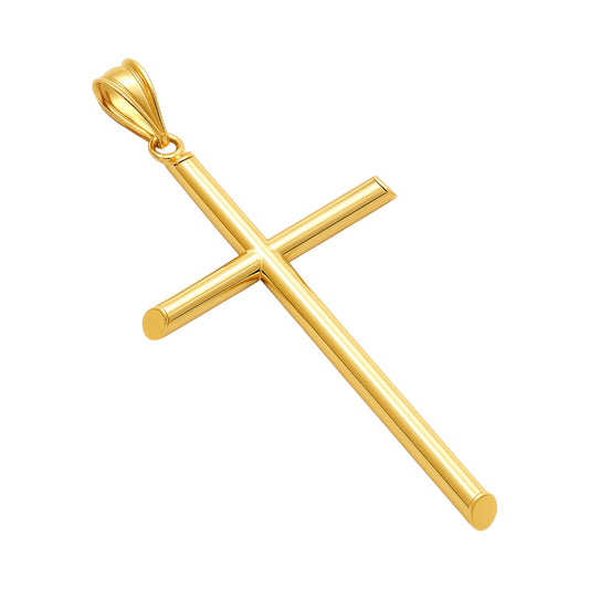 14k Yellow Gold Modern Minimalist Cross Pendant