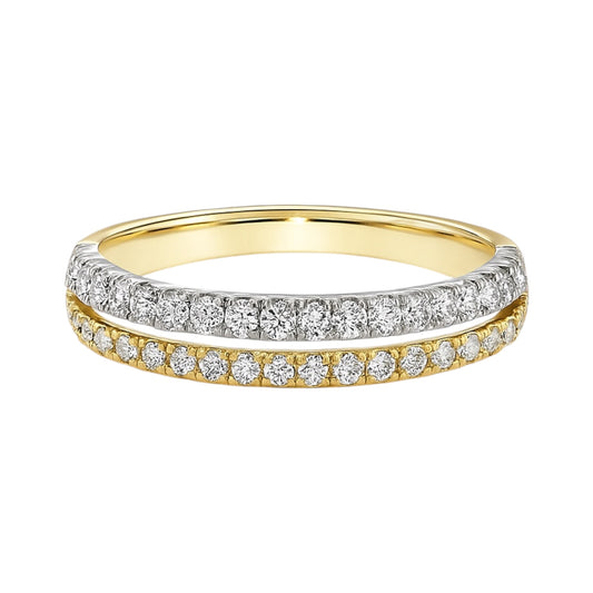 14k Gold Two Tone Double Row Natural Diamond Ring (0.50 tcw)