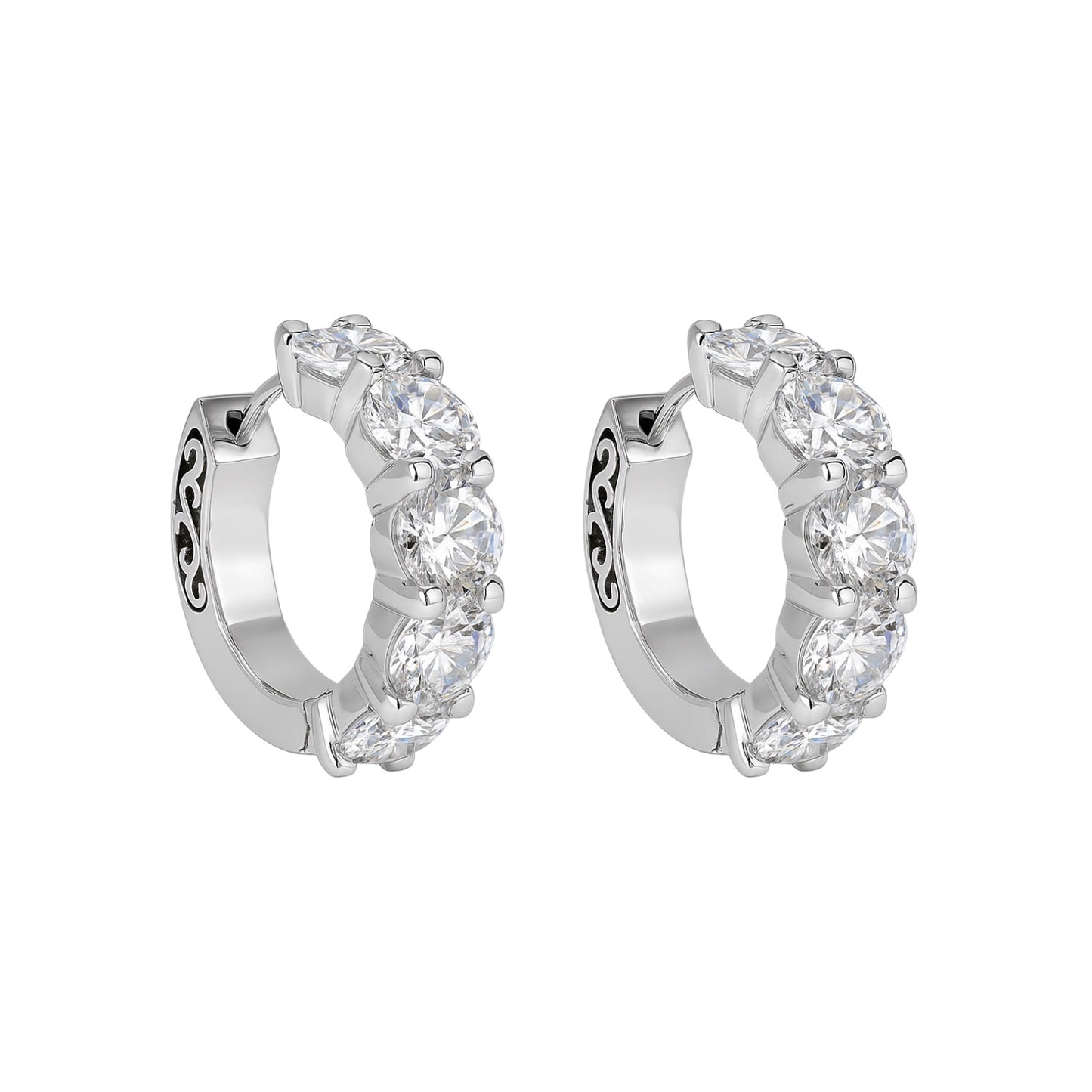 14k White Gold Lab Diamond Hoops